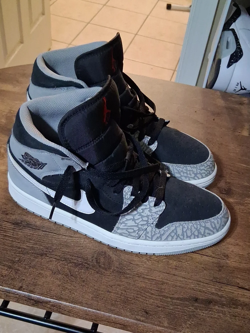 Jordan Mid-Top Sneakers in Black, Gray and White
